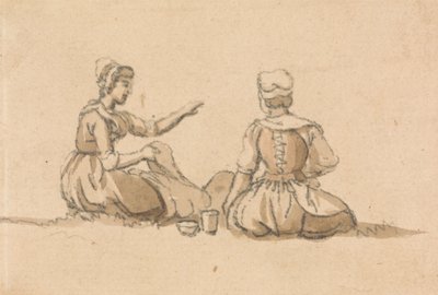 Two Girls Seated by Paul Sandby